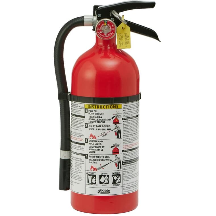 2A/10BC Rechargeable Fire Extinguisher - Red, 4 lb