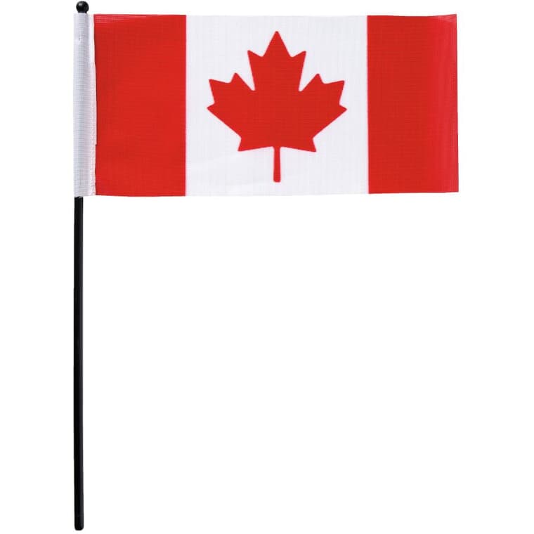 Drapeau du Canada avec bâtonnet, petit, 5 x 10 po