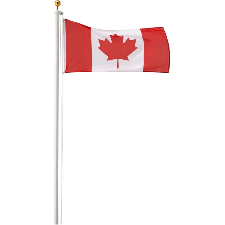 Mât de drapeau de 18 pi en acier, avec drapeau du Canada, ensemble