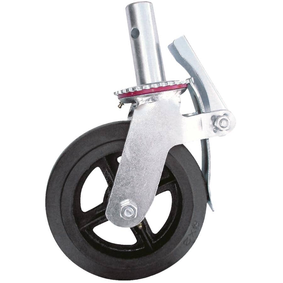 METALTECH:8" Scaffold Caster Wheel - with Double Brake + Cast Iron & Rubber