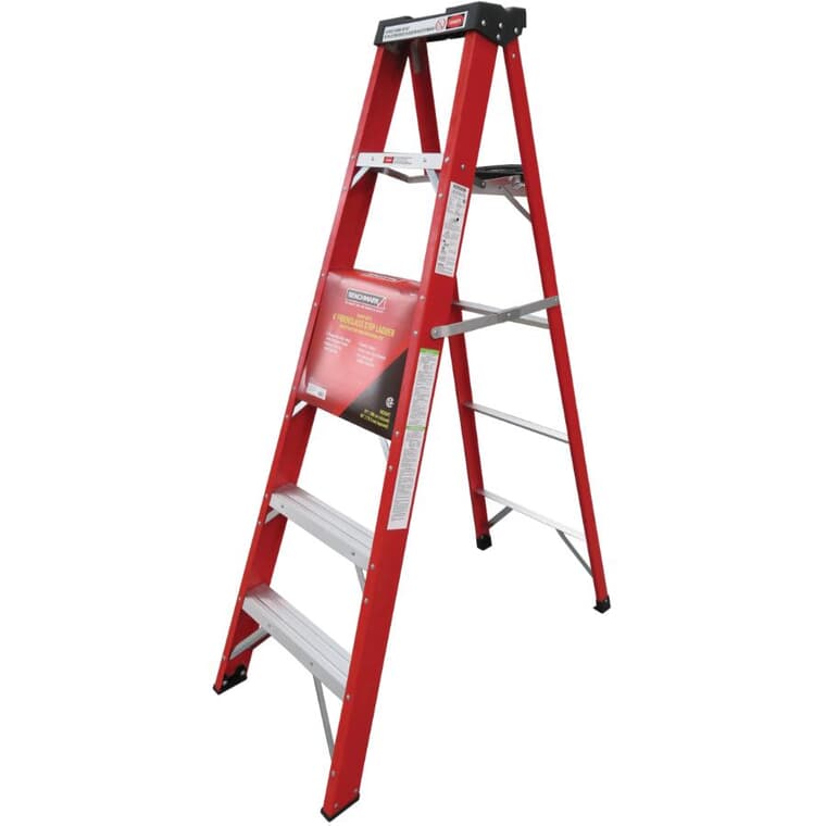 6' #1 Fibreglass Step Ladder, with Paint Tray