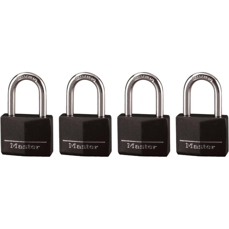Paquet de 4 cadenas noirs de 1-9/16 po en aluminium à clés identiques