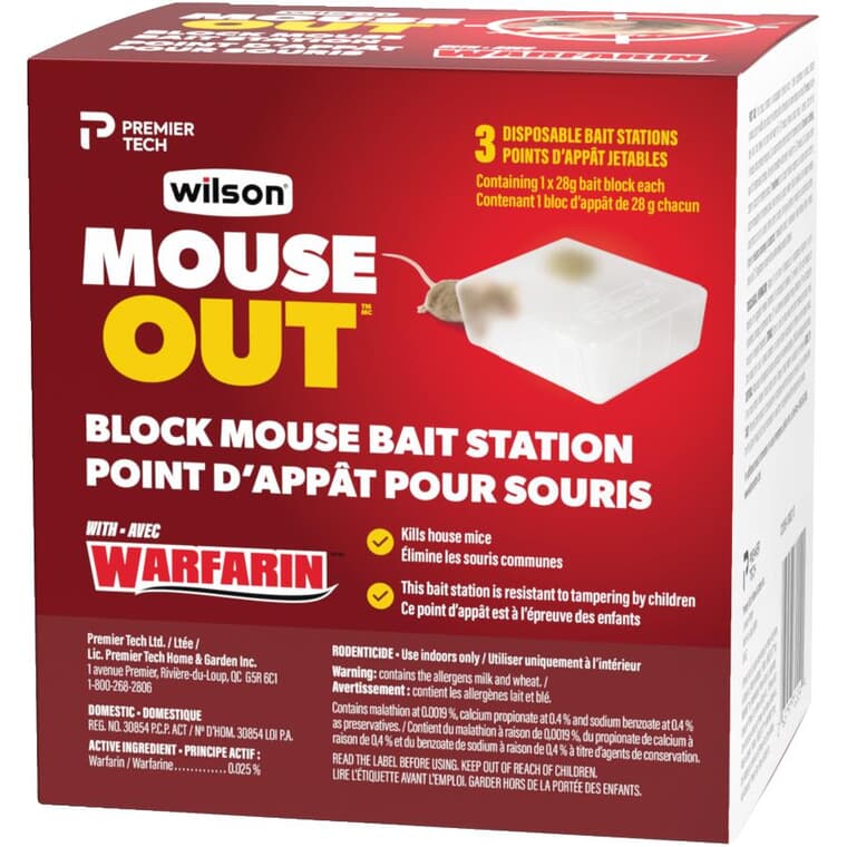 Point d'appât pour souris avec warfarin MouseOUT, paquet de 3