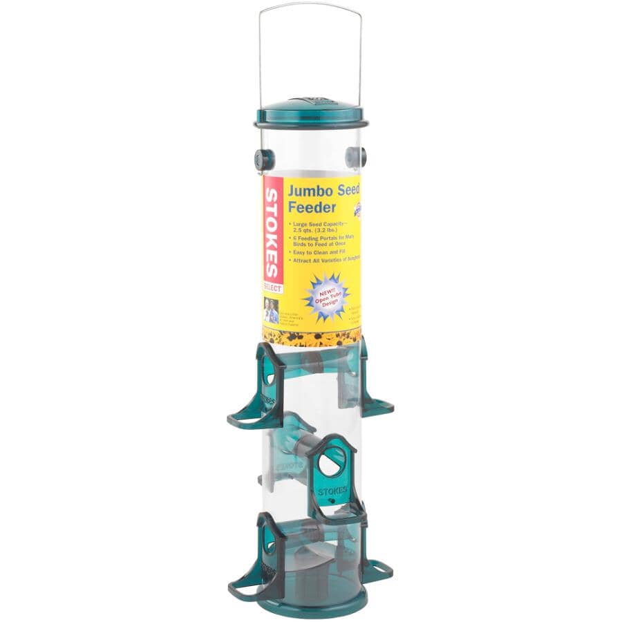 More Birds Jumbo Tube Feeder 2.5 Lb Capacity – Green, Holds Lots Of Seeds For Songbirds