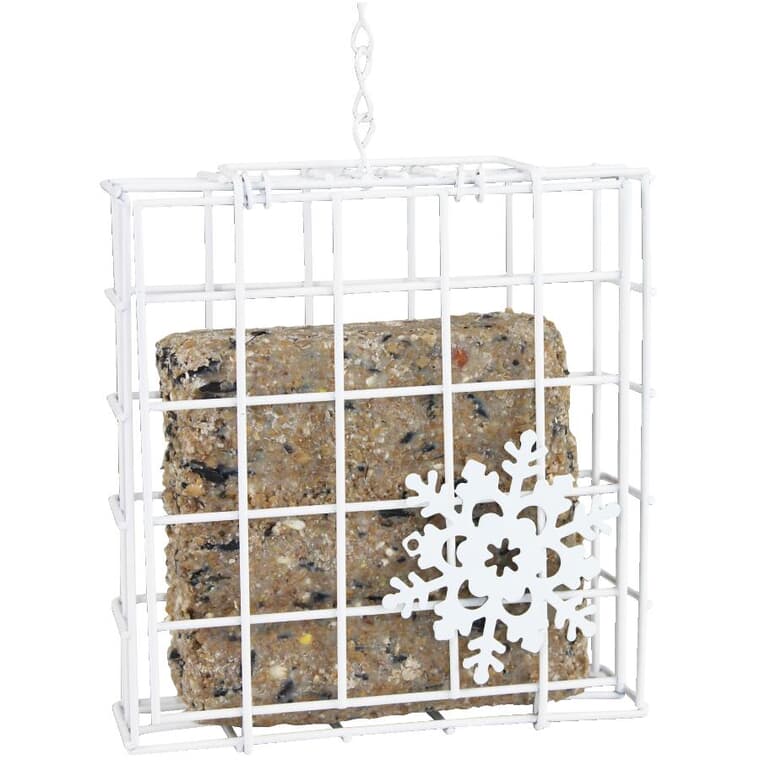 Single Suet Cake Cage Bird Feeder - Snowflake