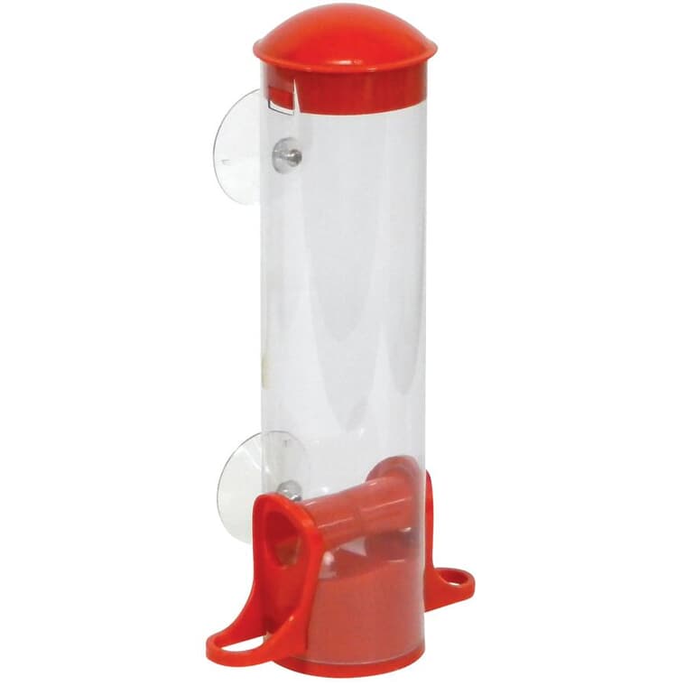 Window Tube Songbird Feeder - Red, 1.1 lb Capacity