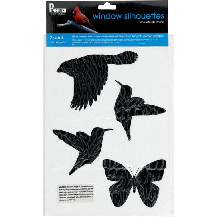 Paquet de 2 silhouettes d'oiseaux autocollantes pour fenêtre