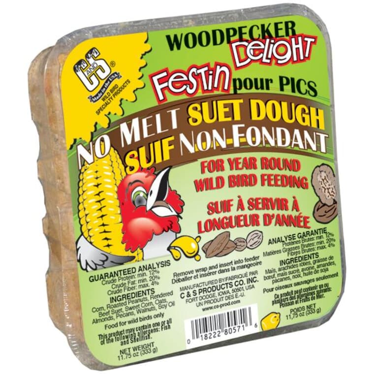 Pâte de suif qui ne fond pas Woodpecker Delight pour oiseaux, 333 g
