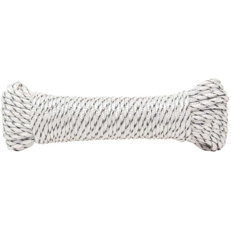 1/8" x 48' White/Grey Diamond Braid Polyester Rope