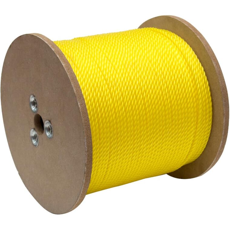 1' x 1/4" Yellow Twisted Polypropylene Rope