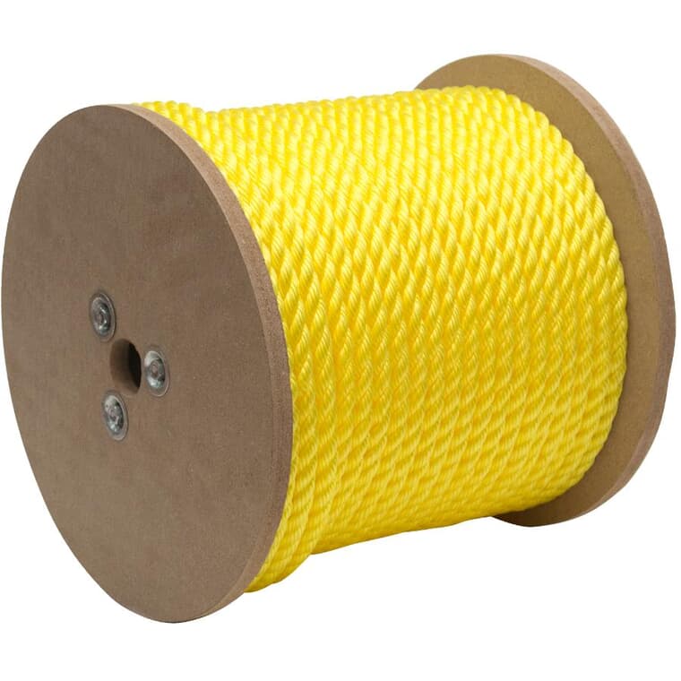 1' x 3/8" Yellow Twisted Polypropylene Rope