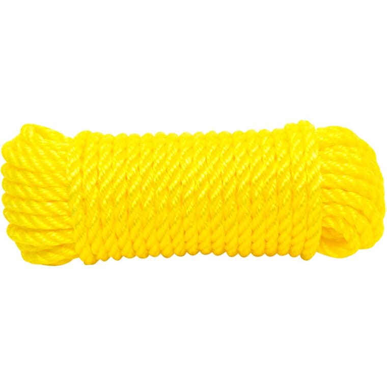 Corde en polypropylène torsadé de 3/8 po x 50 pi, jaune