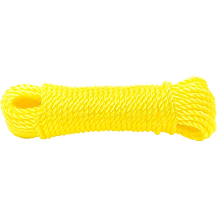1/4" x 50' Yellow Twisted Polypropylene Rope
