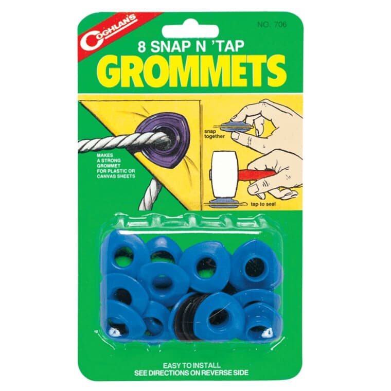 8 Pack Snap N' Tap Plastic Grommets