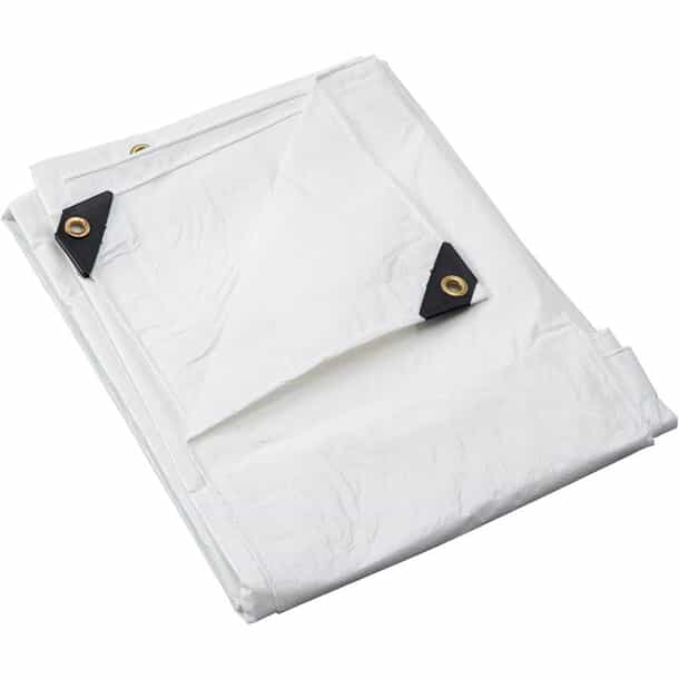 RAINDEWAY Bâche Blanche Robuste De 12 Mm, 3 X 4,6 M, Résistante Aux UV, Imperméable Et Aux Intempéries, Avec œillets Métalliques Et Bords Renforcés