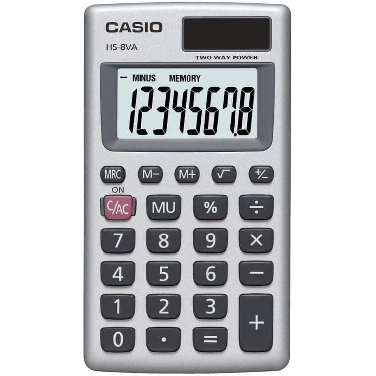 Calculatrice de poche de base avec affichage à 8 grands chiffres (HS-8VA)