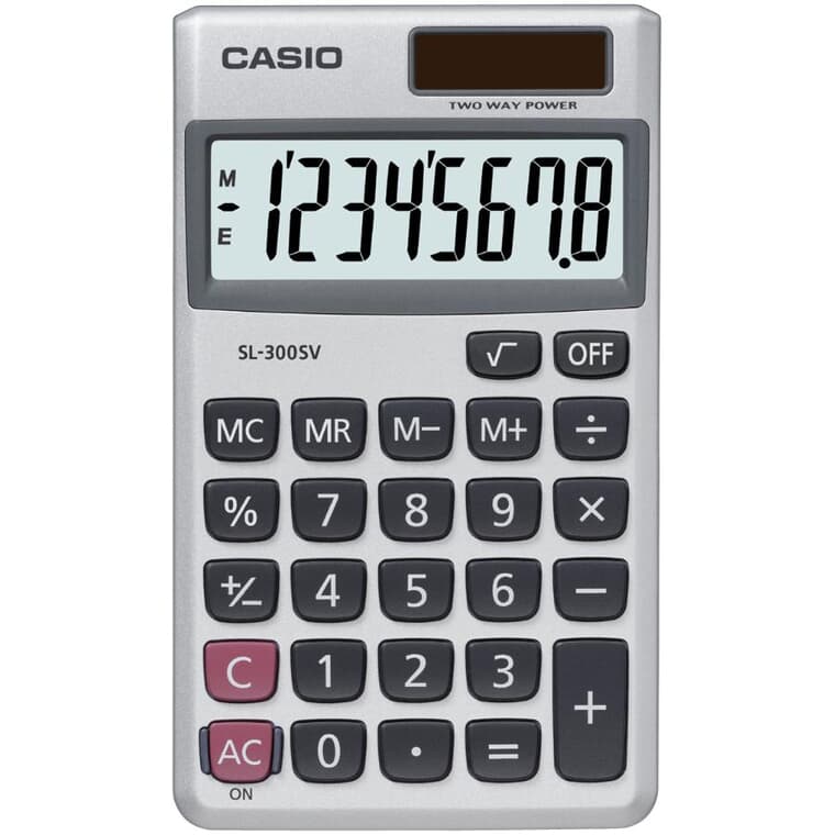 Calculatrice de poche de base avec affichage à 8 grands chiffres (SL-300SV)