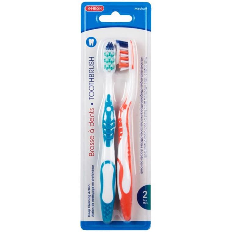 Toothbrushes - with Tongue & Cheek Cleaner, 2 Pack