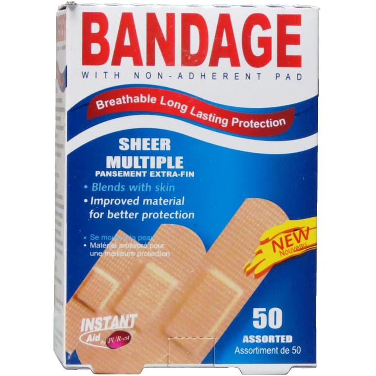Sheer Bandages - Assorted Sizes, 50 Pack