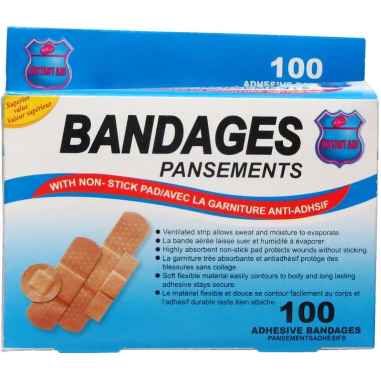 Flexible Bandages - Assorted Sizes, 100 Pack