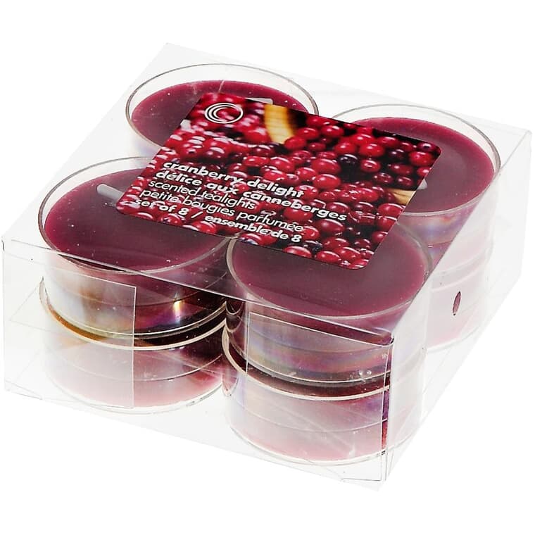 Cranberry Delight Tealight Candles - 8 Pack