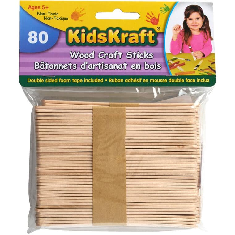 Wooden Craft Popsicle Sticks - 80 Pack