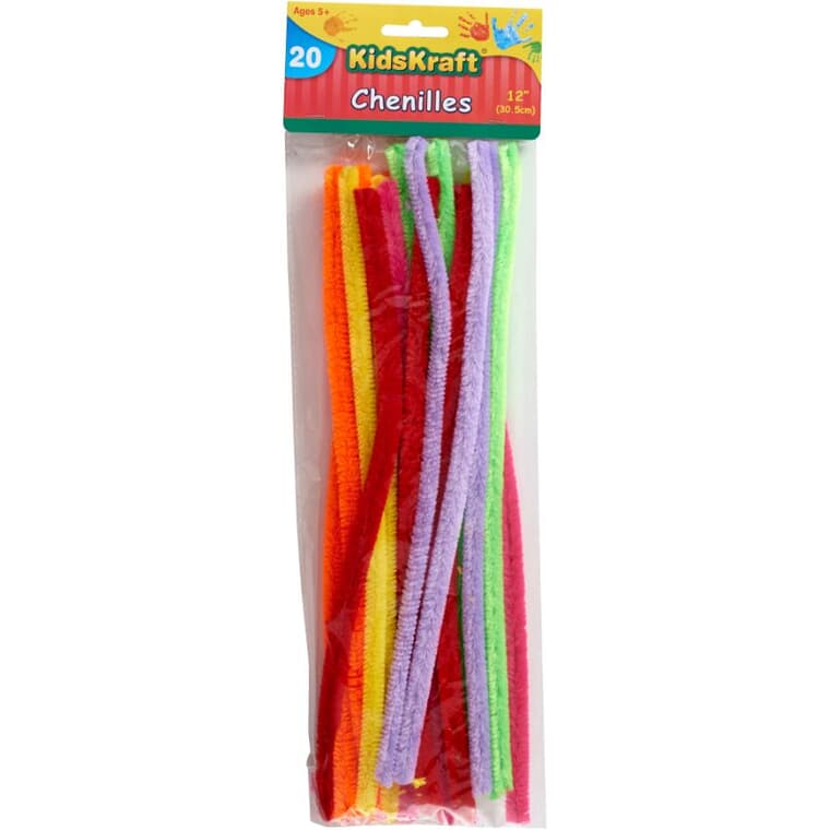 Craft Pipe Cleaners - Neon Colours, 20 Pack