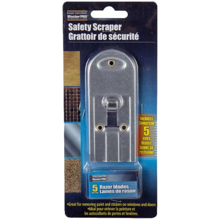 Safety Scraper Razor Blade - with 5 Blade Refills, 4"