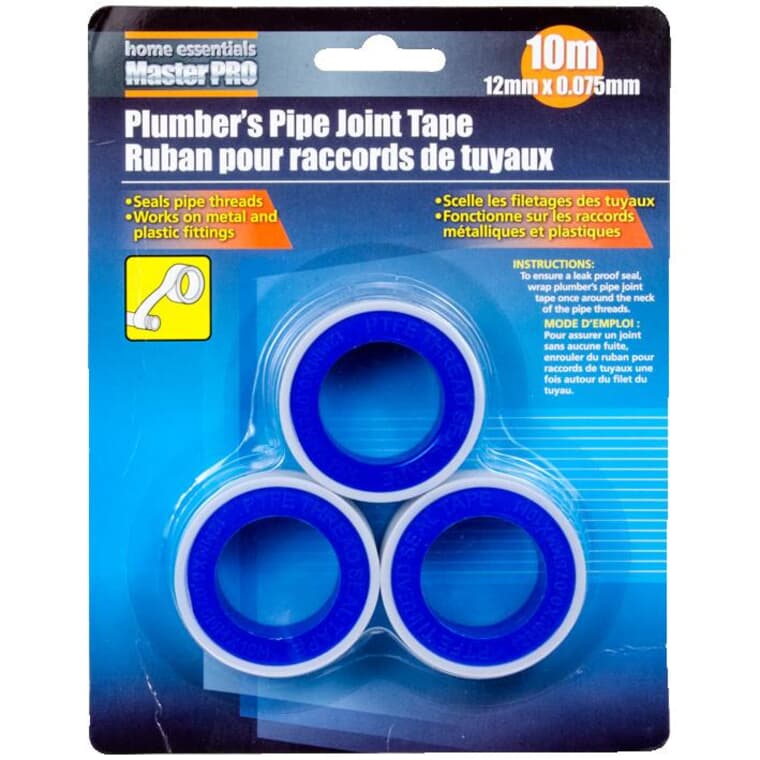 Plumbers Pipe Joint Tape - 12 mm x 10 M, 3 Pack