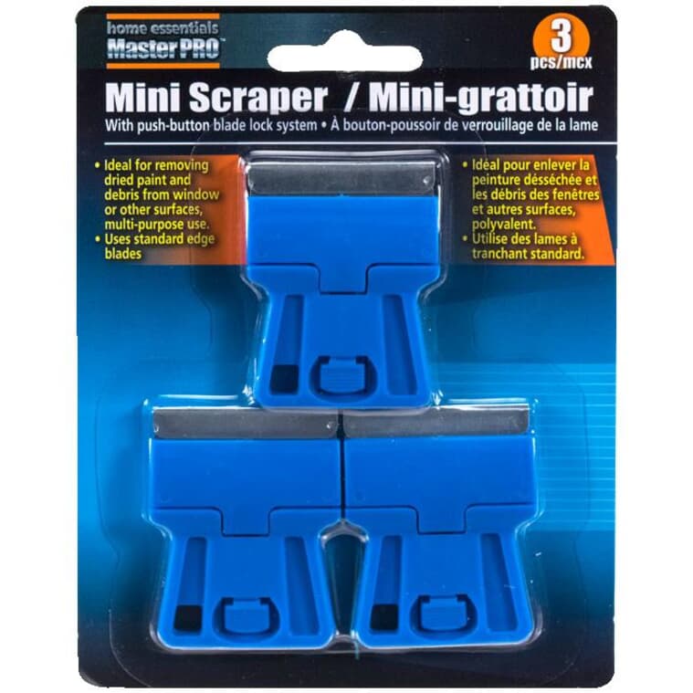 Mini Blade Scrapers - with Blade Locking System, 3 Pack