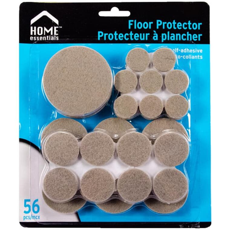 Floor Protector Felt Pads - Assorted Sizes, 56 Pieces