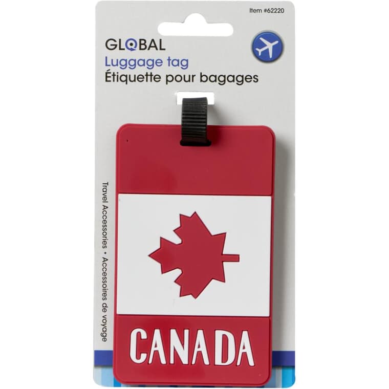 Étiquette de bagage avec drapeau du Canada, 4,2 x 2,5 po