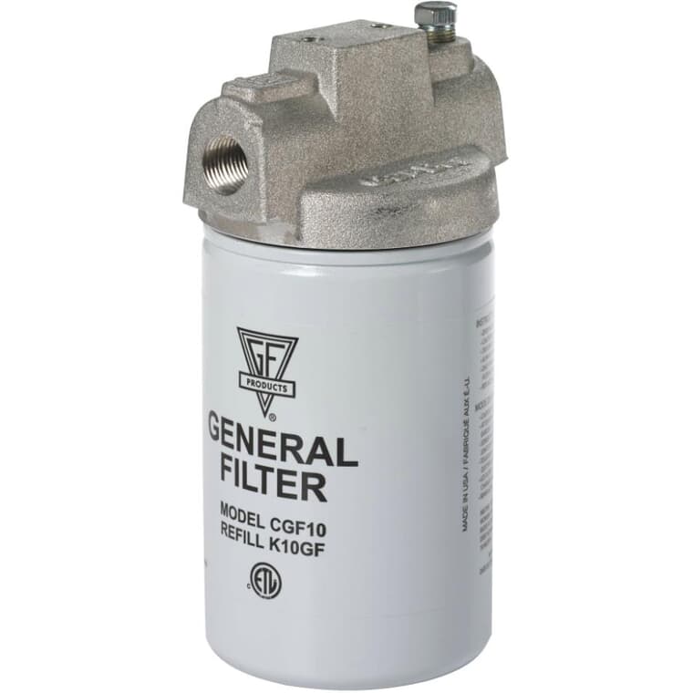 Fuel Oil Filter - with Head, 3/8" Inlet / Outlet