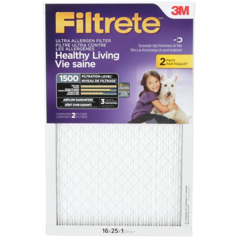 Healthy Living Ultra Allergen Furnace Filter - 1" x 16" x 25", 2 Pack