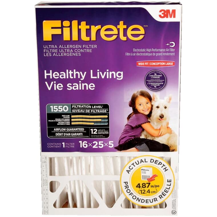 Healthy Living Ultra Allergen Deep Pleat Furnace Filter - 5" x 16" x 25"