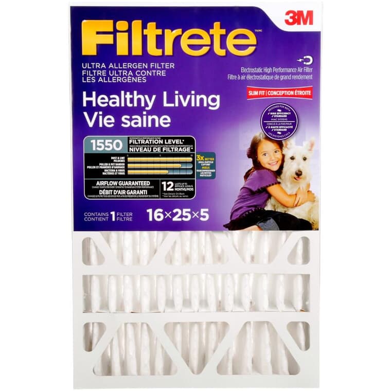 Healthy Living Ultra Allergen Deep Pleat Furnace Filter - 5" x 25" x 16" (Slim Fit)