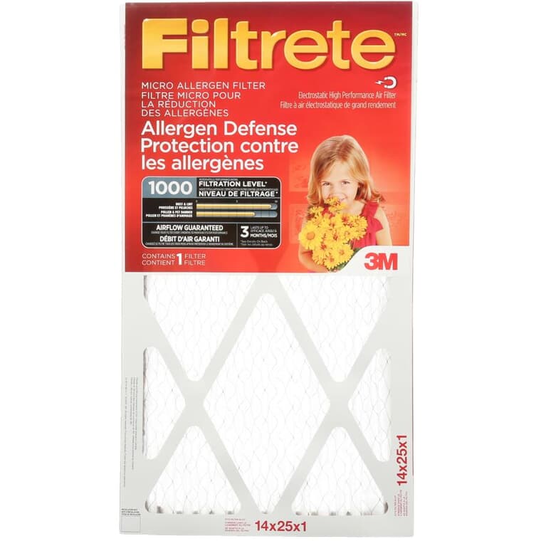 Allergen Defense Micro Allergen Furnace Filter - 14" x 25" x 1"