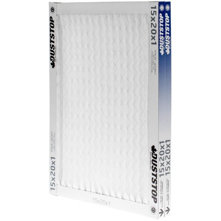 Pleated Furnace Filters - 1" x 15" x 20", 2 Pack