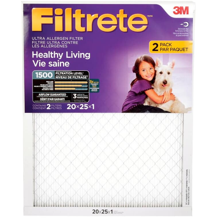 Healthy Living Ultra Allergen Furnace Filter - 1" x 20" x 25", 2 Pack