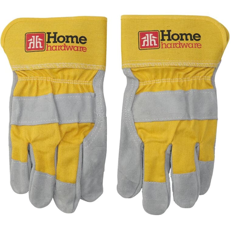Men's Split Leather Combo Work Gloves - Large, Yellow