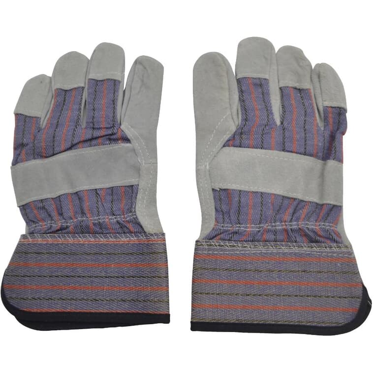 Paquet de 3 paires de gants de travail combinés doublés en cuir refendu pour hommes, grand