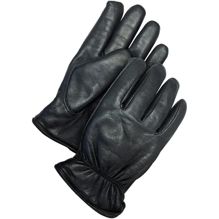 Men's Goatskin Leather Lined Driving Gloves - Large, Black