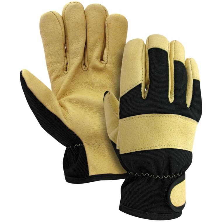 Men's Pig Grain Leather Combo Fleece Lined Work Gloves - Extra Large