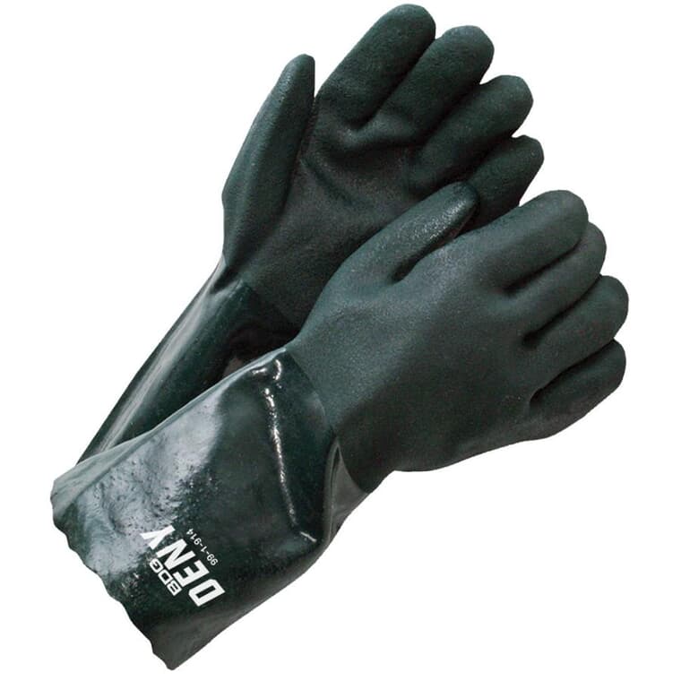 Men's PVC Coated Jersey Lined Work Gloves - with 14" Gauntlet, Black