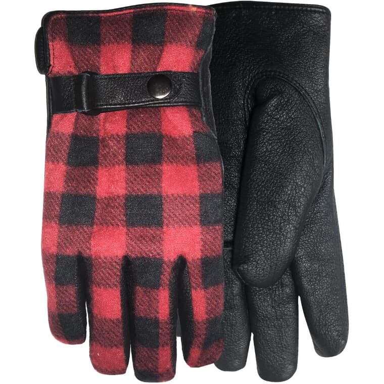 Men's Canadiana Series Winter Gloves - Extra Large, Red & Black Plaid