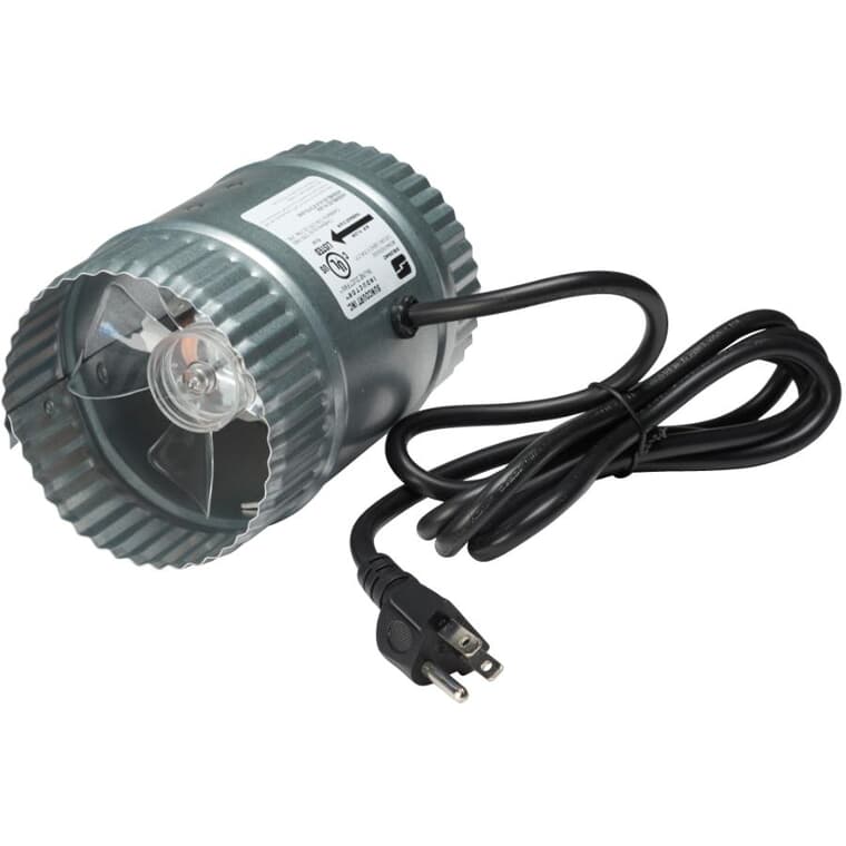 Inductor 4" In-Line Duct Booster Fan - with Cord