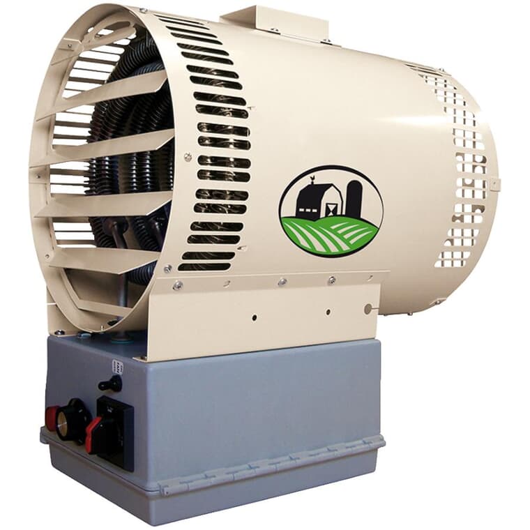Aérotherme agricole lavable équipé d'une commande de température élevée et de réinitialisation automatique