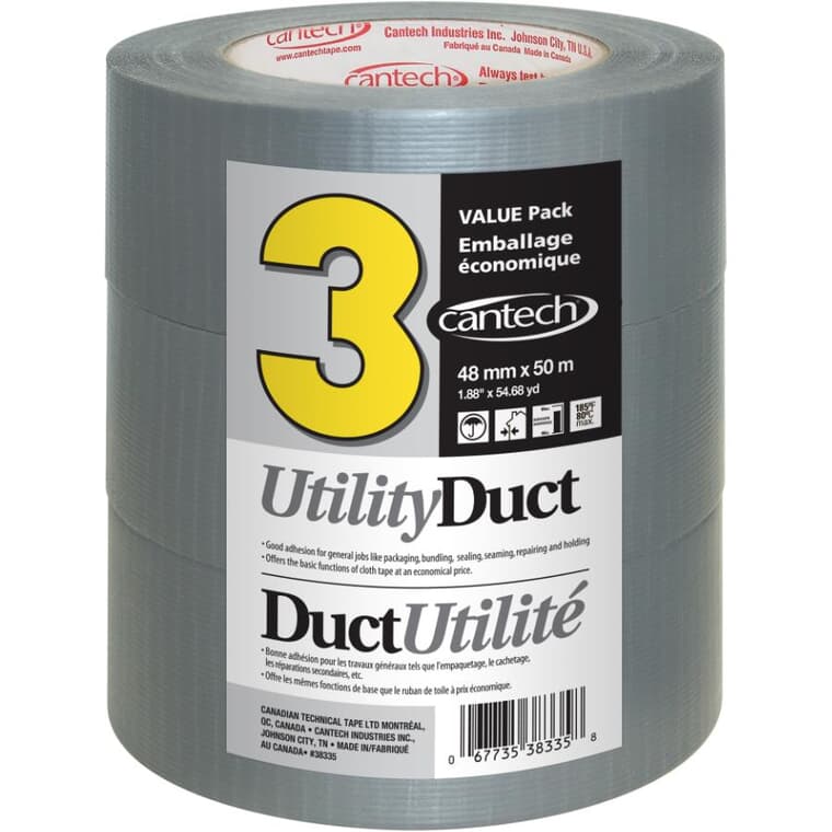 Utility Duct Tape 48mm x 50M - 3 Pack