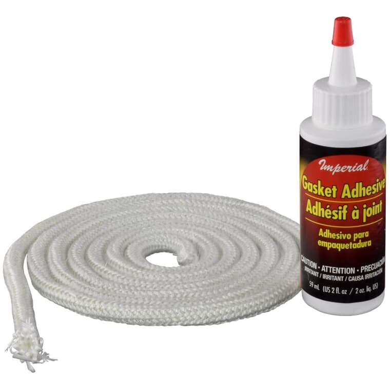 Fiberglass Gasket Rope Kit - 1/4" x 6.25', Round, White