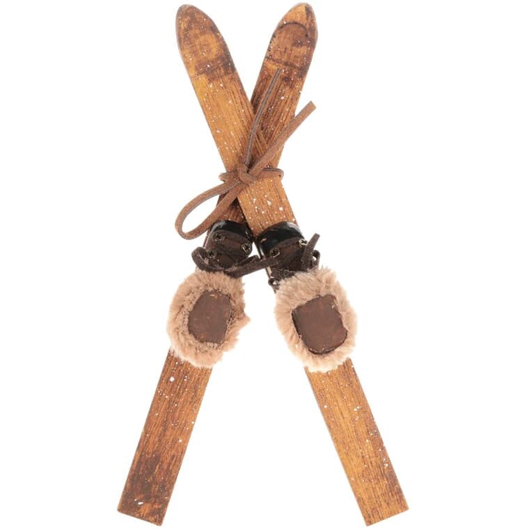 Skis & Boots Ornament - Resin + Brown, 11"